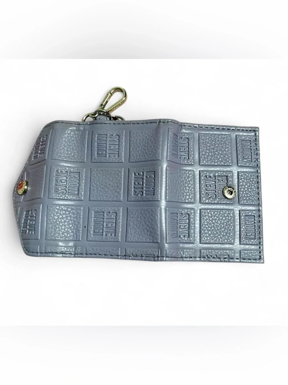 Steve Madden Lilac Embossed Checkerboard Trifold Wallet Keychain EUC